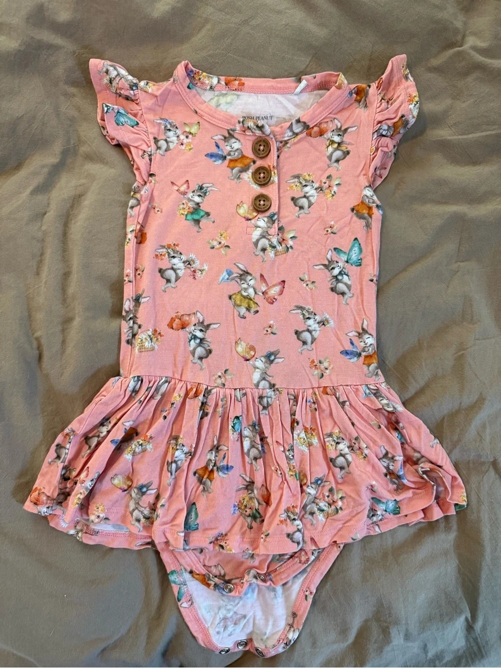 Posh Peanut Pink Floral Bunny Twirl Dress